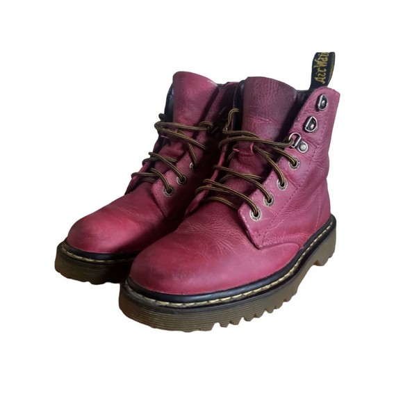 Dr Martens Women's Luana AW004 Cherry Red Leather Combat Boots Size 5 - Picture 1 of 11